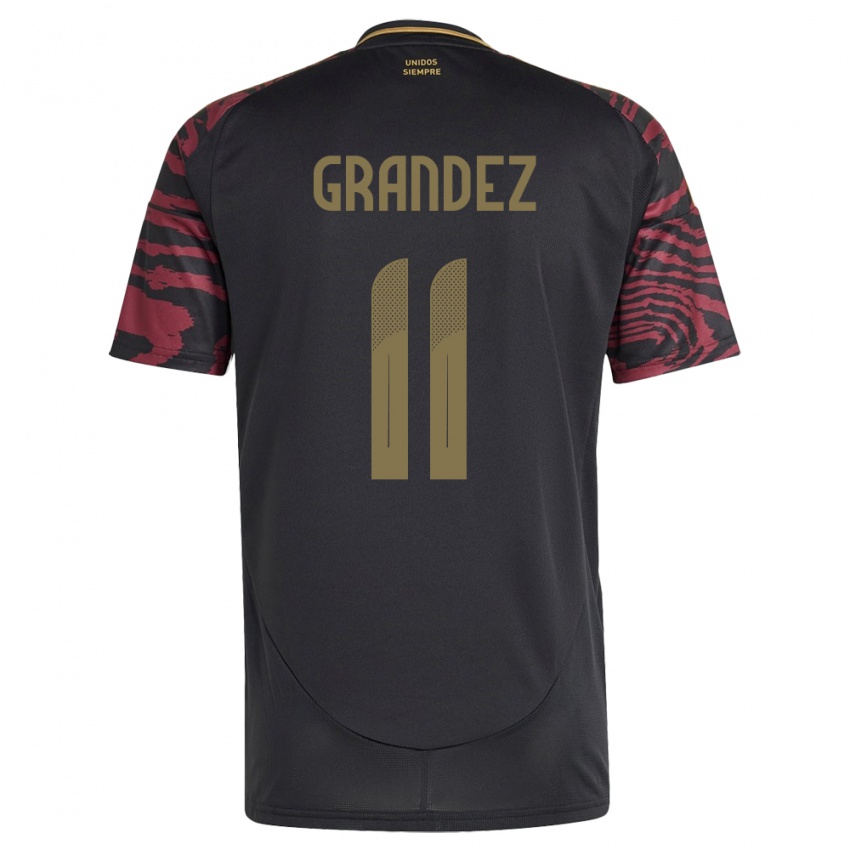 Herren Peru Guillermo Grández #11 Schwarz Auswärtstrikot Trikot 24-26 T-Shirt Schweiz