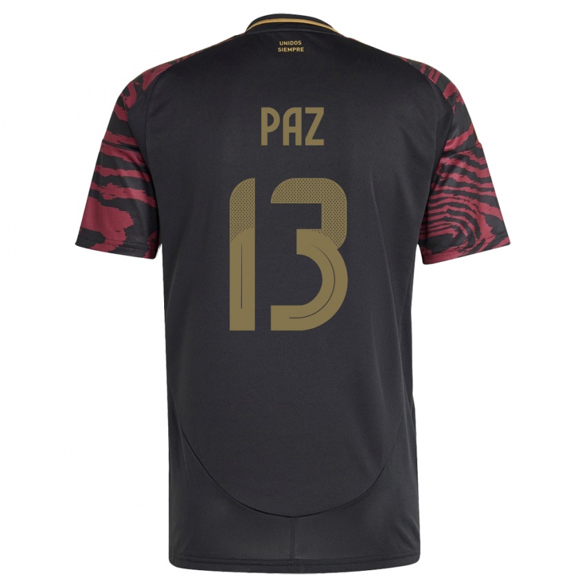 Herren Peru Braidy Paz #13 Schwarz Auswärtstrikot Trikot 24-26 T-Shirt Schweiz