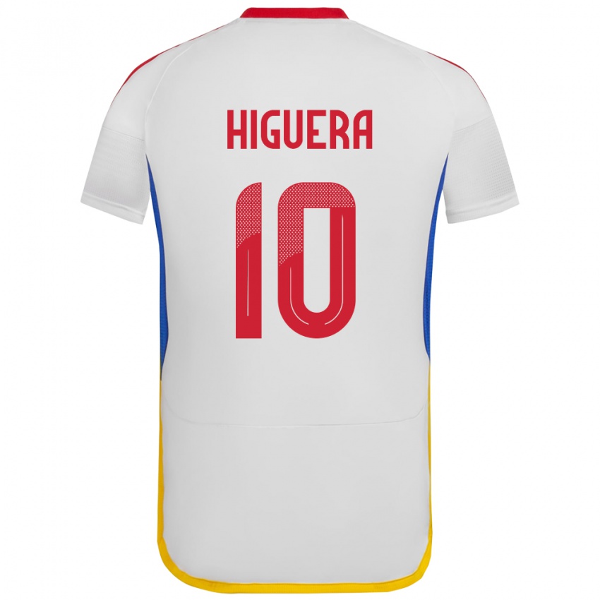 Herren Venezuela Enyerliannys Higuera #10 Weiß Auswärtstrikot Trikot 24-26 T-Shirt Schweiz