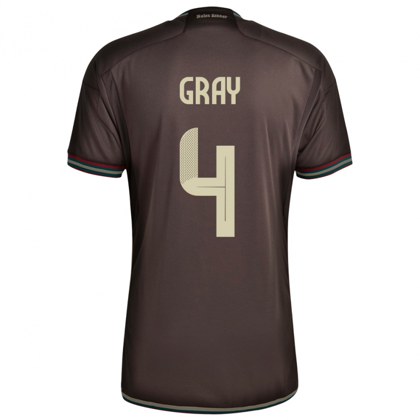 Herren Jamaika Tayvon Gray #4 Nachtbraun Auswärtstrikot Trikot 24-26 T-Shirt Schweiz