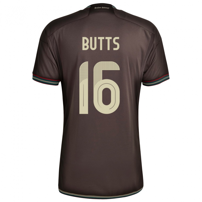 Herren Jamaika Njeri Butts #16 Nachtbraun Auswärtstrikot Trikot 24-26 T-Shirt Schweiz