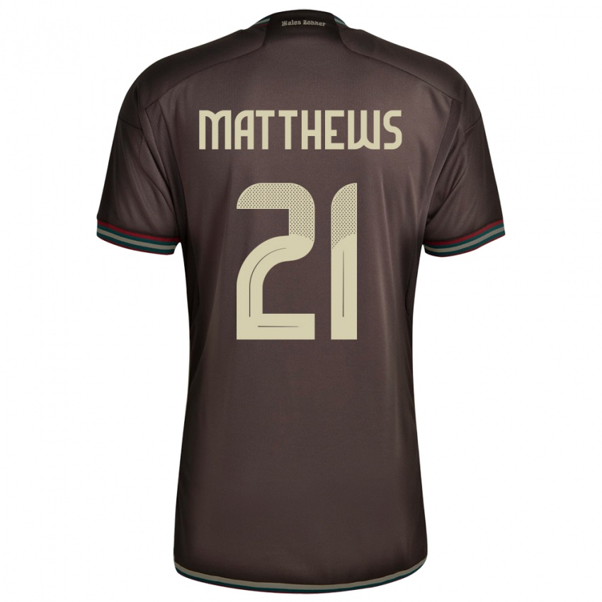 Herren Jamaika Cheyna Matthews #21 Nachtbraun Auswärtstrikot Trikot 24-26 T-Shirt Schweiz