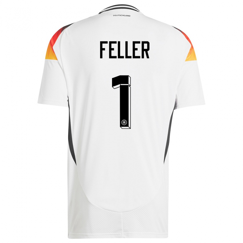 Femme Maillot Allemagne Frank Feller #1 Blanc Tenues Domicile 24-26 T-Shirt Suisse