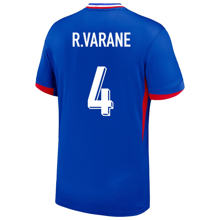 Femme Maillot France Raphael Varane #4 Bleu Tenues Domicile 24-26 T-Shirt Suisse