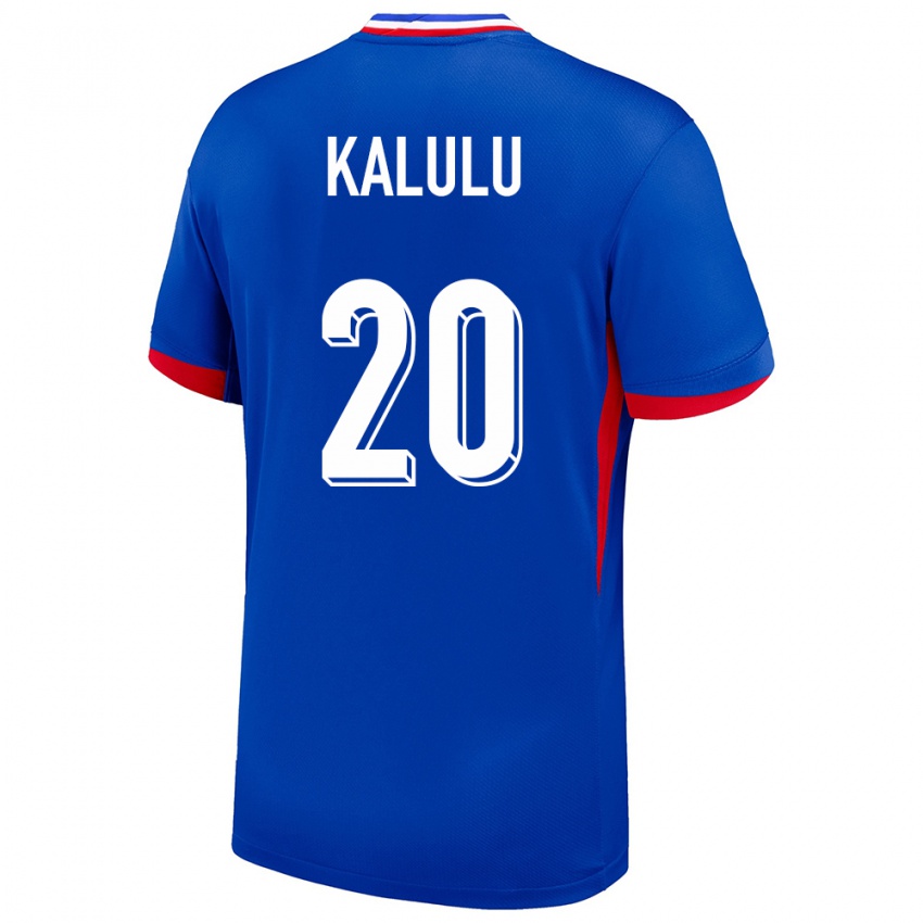 Femme Maillot France Pierre Kalulu #20 Bleu Tenues Domicile 24-26 T-Shirt Suisse