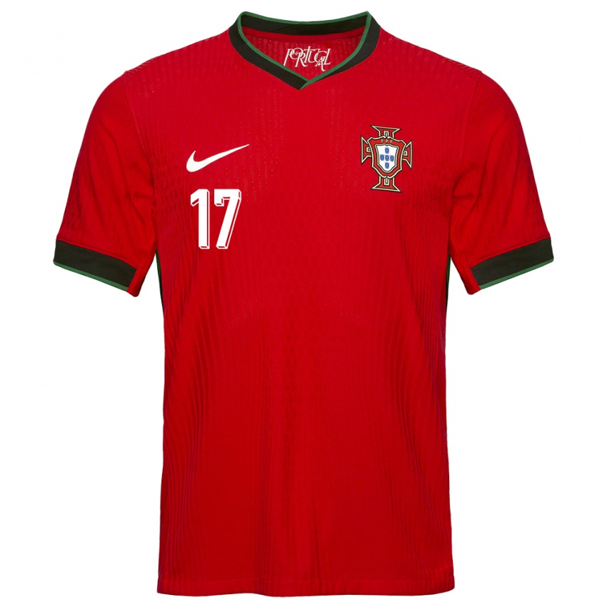 Femme Maillot Portugal Goncalo Moreira #17 Rouge Tenues Domicile 24-26 T-Shirt Suisse