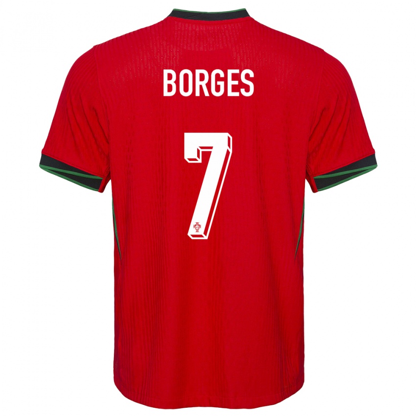 Femme Maillot Portugal Carlos Borges #7 Rouge Tenues Domicile 24-26 T-Shirt Suisse