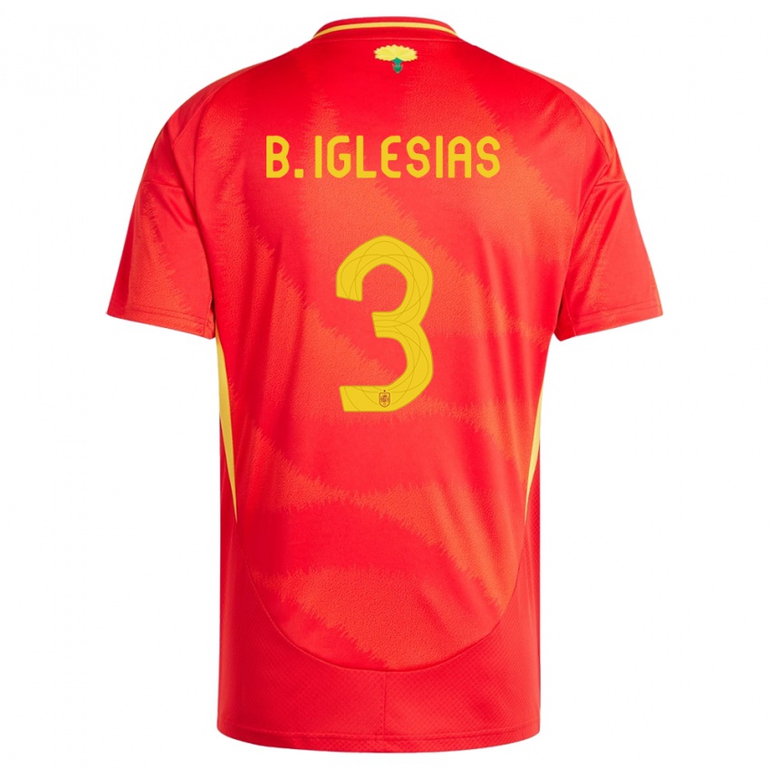 Femme Maillot Espagne Borja Iglesias #3 Rouge Tenues Domicile 24-26 T-Shirt Suisse