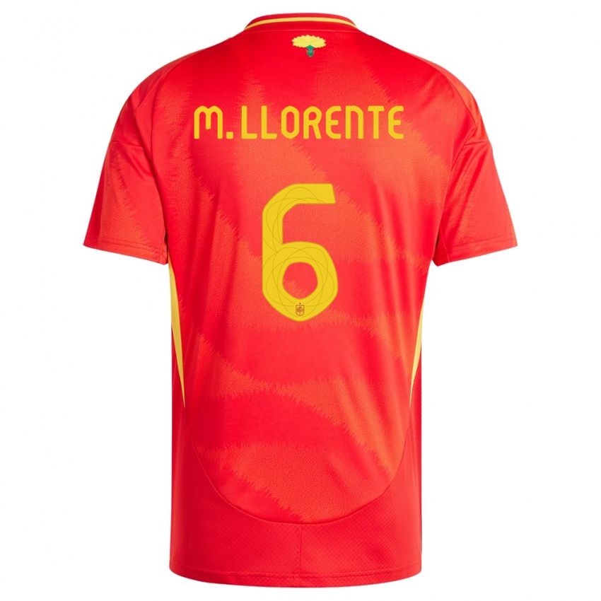 Damen Spanien Marcos Llorente #6 Rot Heimtrikot Trikot 24-26 T-Shirt Schweiz