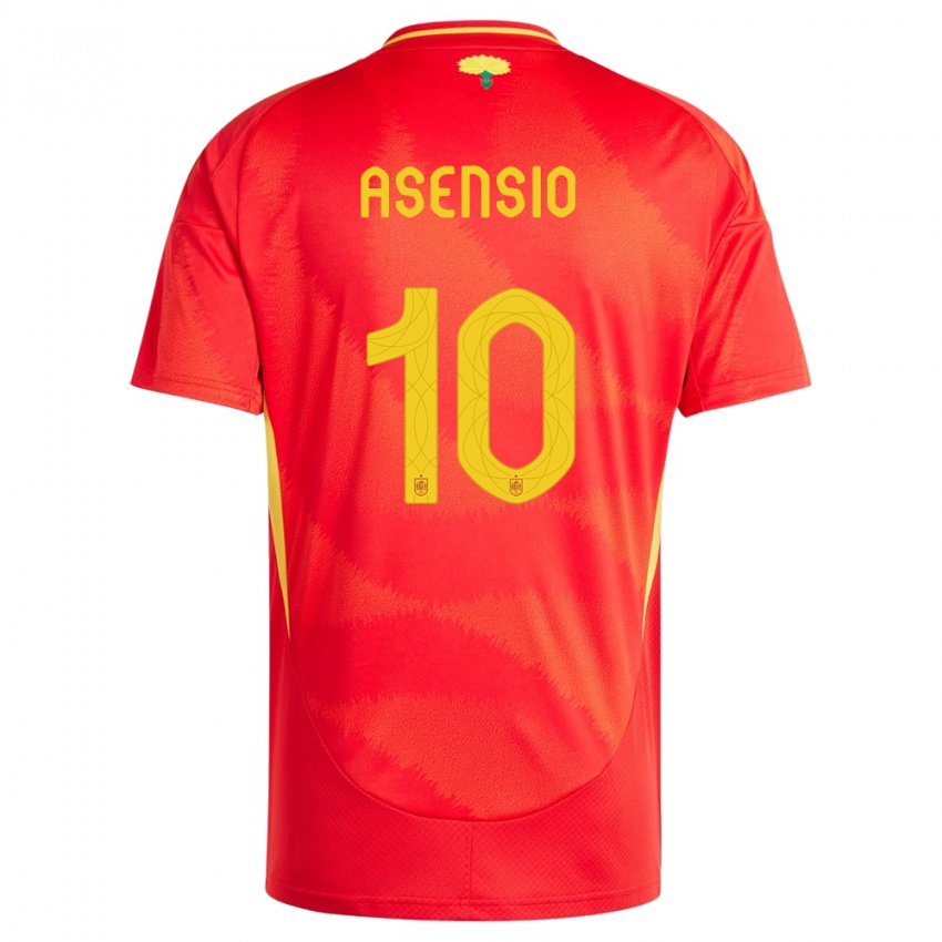 Femme Maillot Espagne Marco Asensio #10 Rouge Tenues Domicile 24-26 T-Shirt Suisse