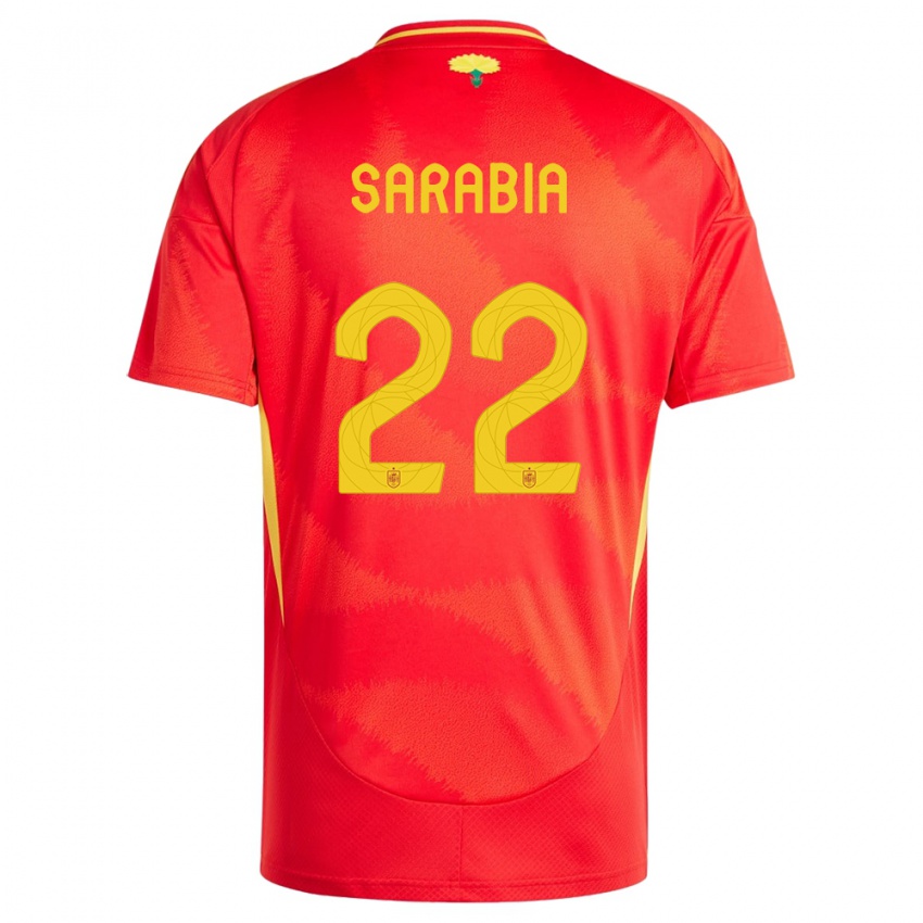 Femme Maillot Espagne Pablo Sarabia #22 Rouge Tenues Domicile 24-26 T-Shirt Suisse