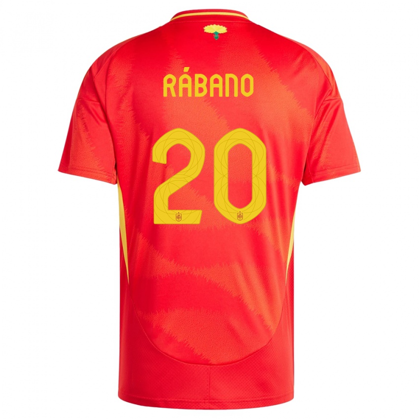 Femme Maillot Espagne Nuria Rabano #20 Rouge Tenues Domicile 24-26 T-Shirt Suisse