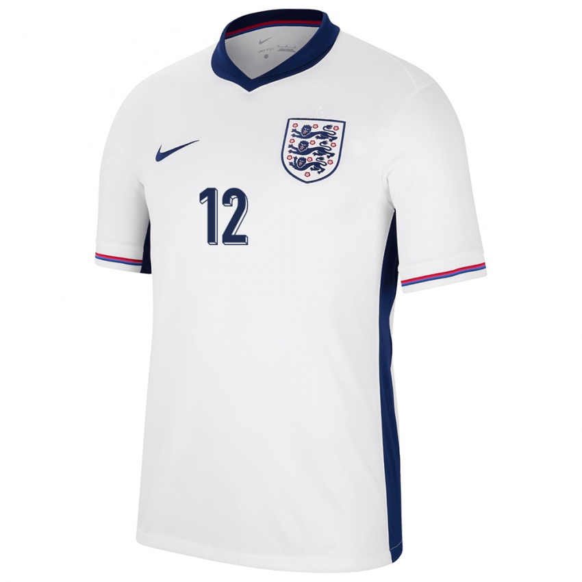 Femme Maillot Angleterre Kieran Trippier #12 Blanc Tenues Domicile 24-26 T-Shirt Suisse