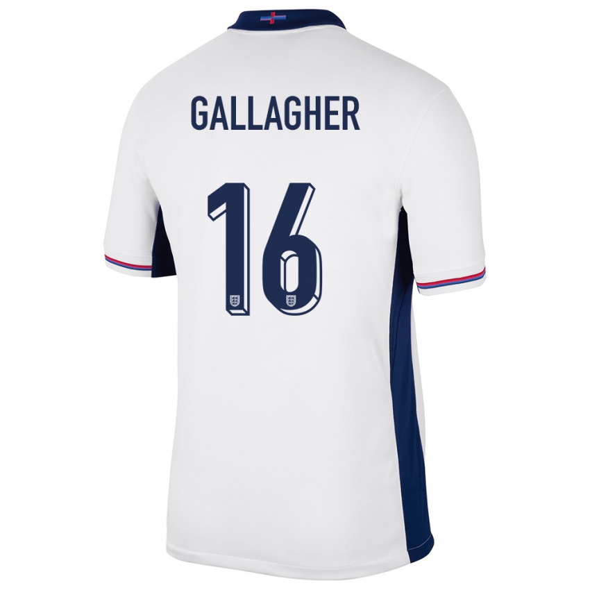 Femme Maillot Angleterre Conor Gallagher #16 Blanc Tenues Domicile 24-26 T-Shirt Suisse