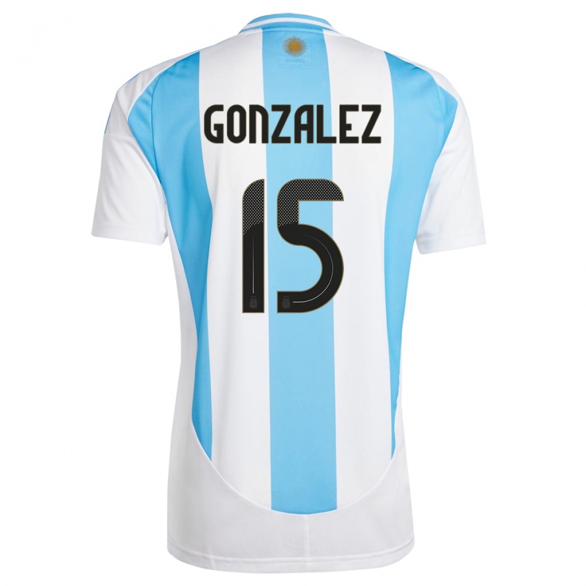 Damen Argentinien Nicolas Gonzalez #15 Weiß Blau Heimtrikot Trikot 24-26 T-Shirt Schweiz