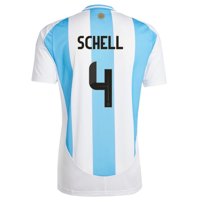 Damen Argentinien Sofia Schell #4 Weiß Blau Heimtrikot Trikot 24-26 T-Shirt Schweiz