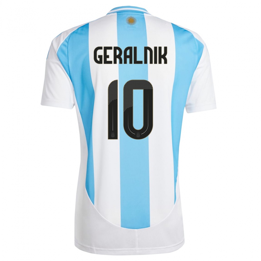 Damen Argentinien Tiago Geralnik #10 Weiß Blau Heimtrikot Trikot 24-26 T-Shirt Schweiz