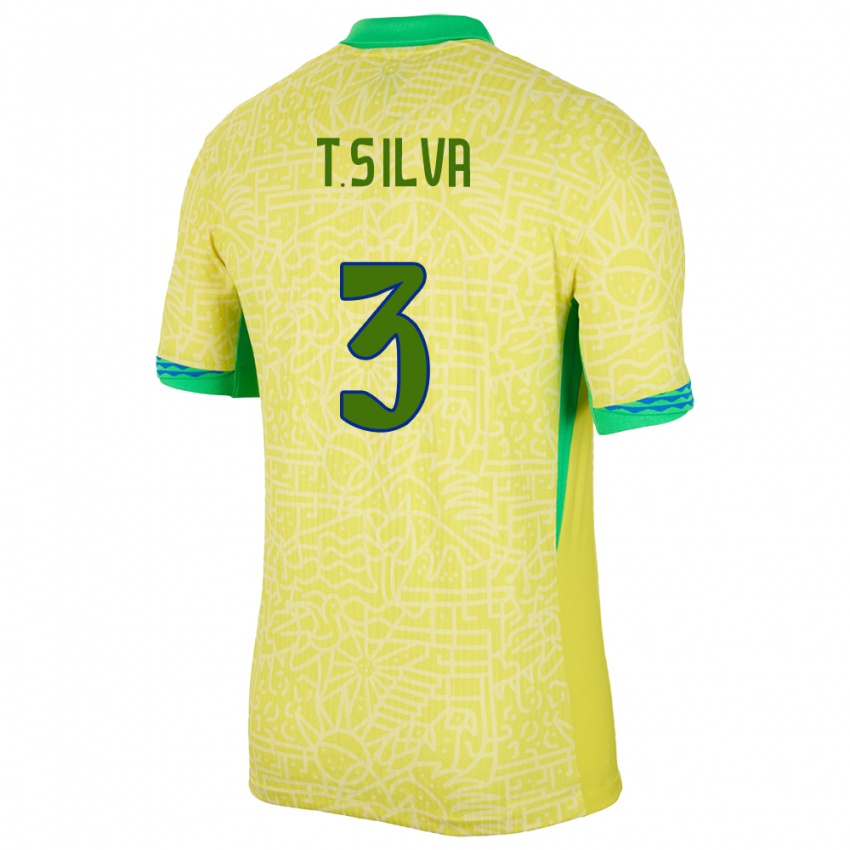 Damen Brasilien Thiago Silva #3 Gelb Heimtrikot Trikot 24-26 T-Shirt Schweiz