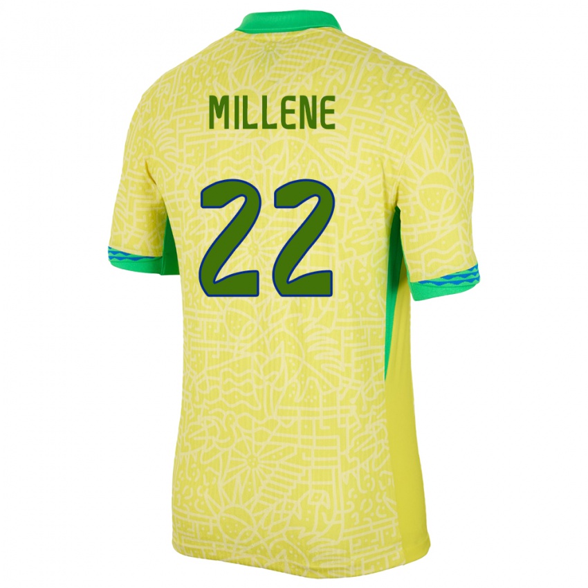 Damen Brasilien Millene #22 Gelb Heimtrikot Trikot 24-26 T-Shirt Schweiz