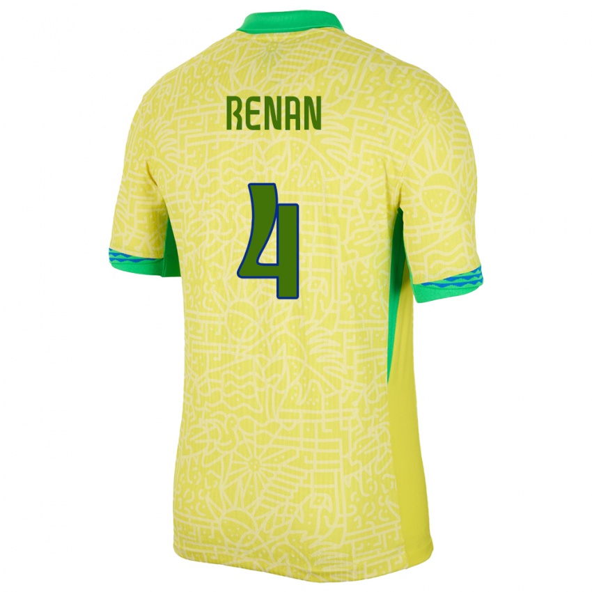 Damen Brasilien Robert Renan #4 Gelb Heimtrikot Trikot 24-26 T-Shirt Schweiz