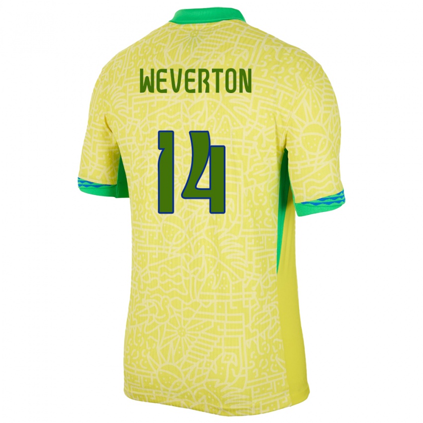 Damen Brasilien Weverton #14 Gelb Heimtrikot Trikot 24-26 T-Shirt Schweiz