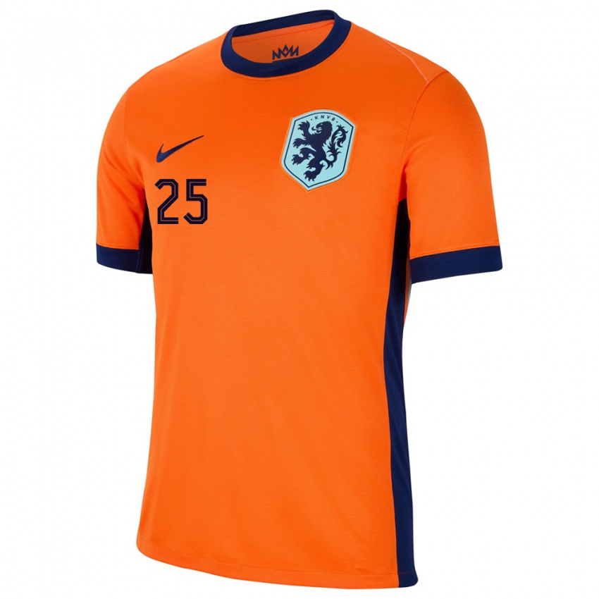 Femme Maillot Pays-Bas Steven Bergwijn #25 Orange Tenues Domicile 24-26 T-Shirt Suisse