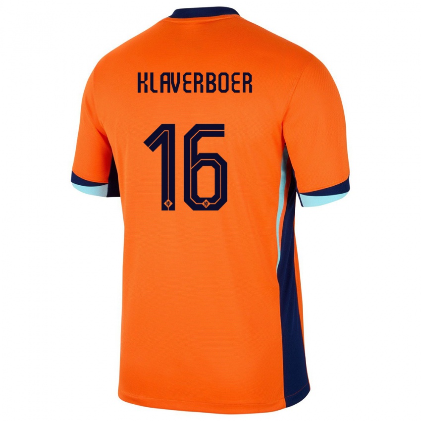 Femme Maillot Pays-Bas Bernt Klaverboer #16 Orange Tenues Domicile 24-26 T-Shirt Suisse