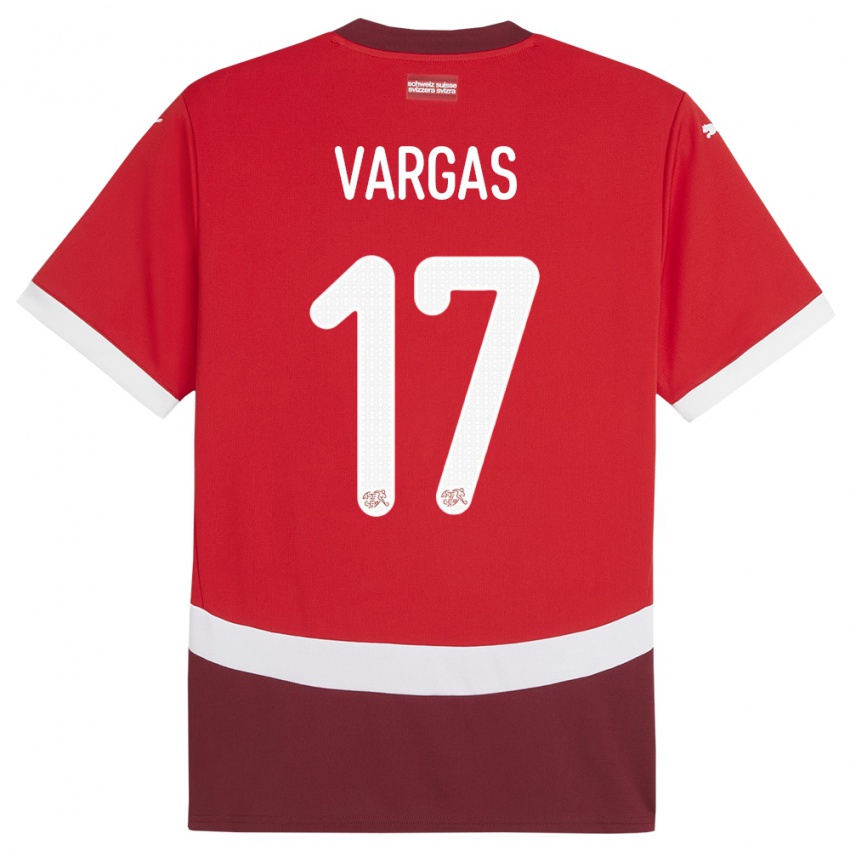 Damen Schweiz Ruben Vargas #17 Rot Heimtrikot Trikot 24-26 T-Shirt Schweiz