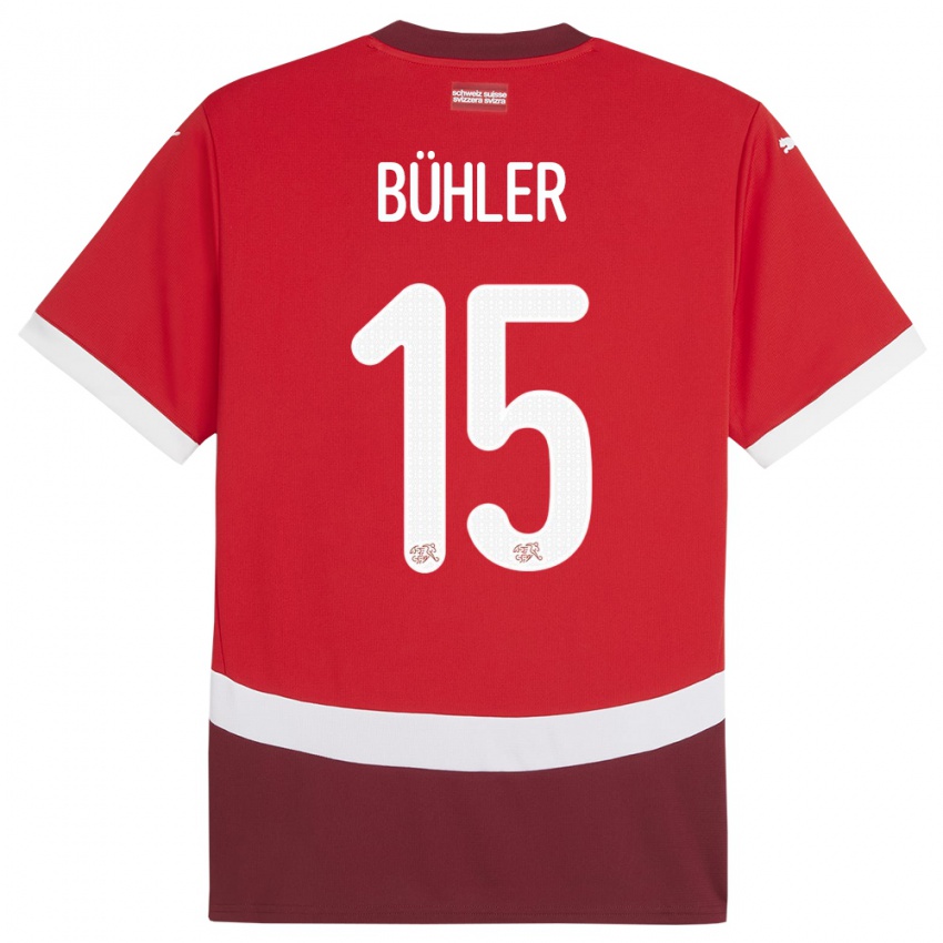 Femme Maillot Suisse Luana Buhler #15 Rouge Tenues Domicile 24-26 T-Shirt Suisse