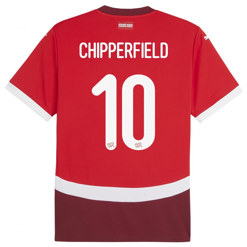 Femme Maillot Suisse Liam Chipperfield #10 Rouge Tenues Domicile 24-26 T-Shirt Suisse