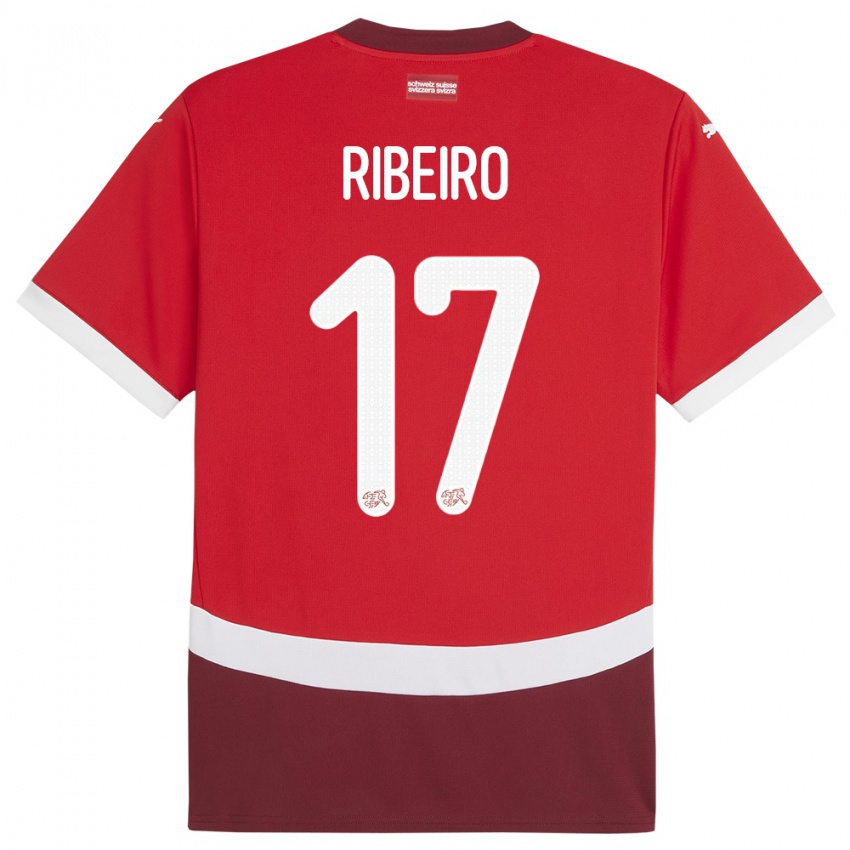 Femme Maillot Suisse Joel Ribeiro #17 Rouge Tenues Domicile 24-26 T-Shirt Suisse