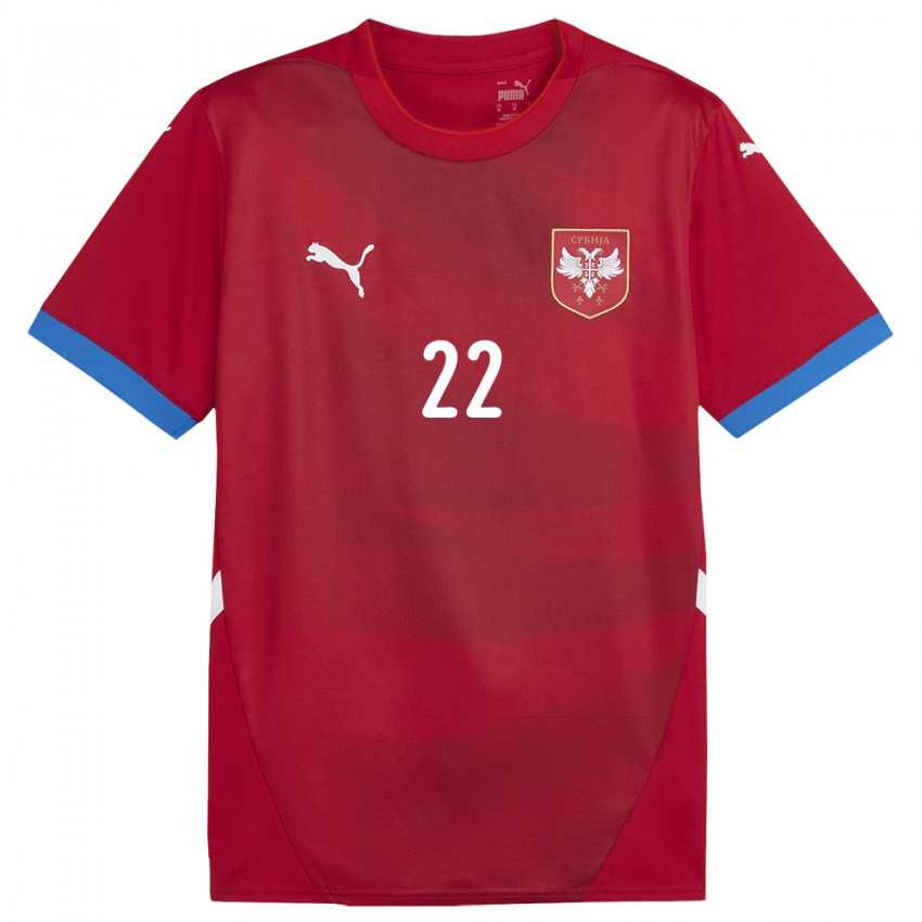 Femme Maillot Serbie Darko Lazovic #22 Rouge Tenues Domicile 24-26 T-Shirt Suisse