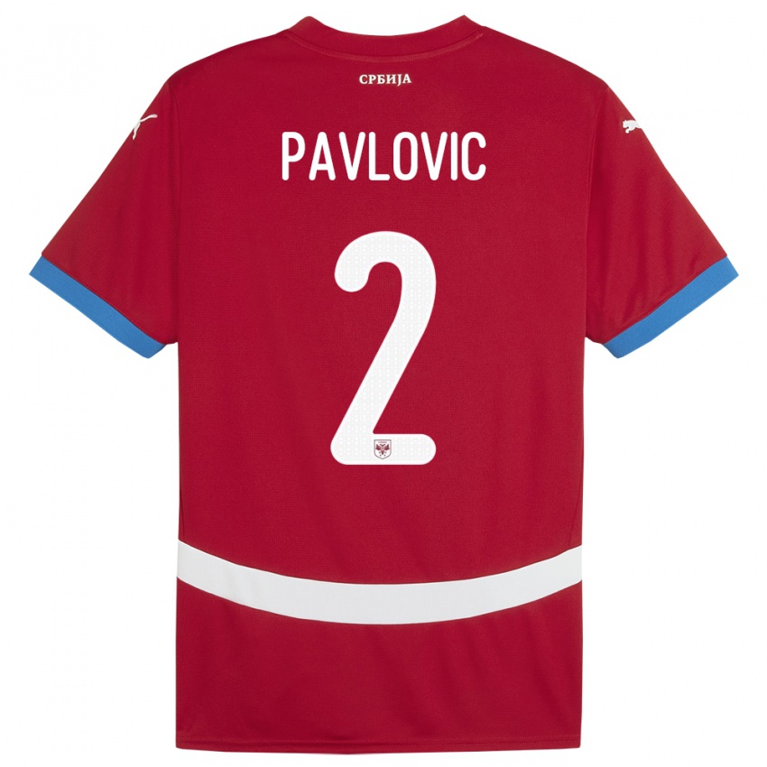 Damen Serbien Strahinja Pavlovic #2 Rot Heimtrikot Trikot 24-26 T-Shirt Schweiz