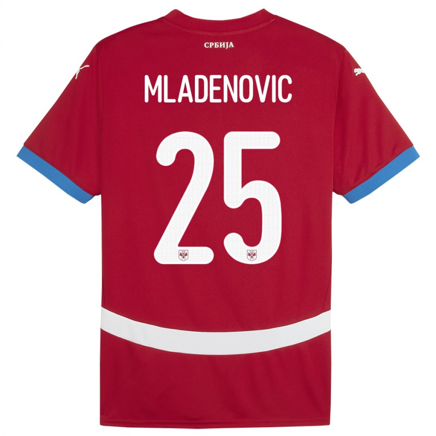 Femme Maillot Serbie Filip Mladenovic #25 Rouge Tenues Domicile 24-26 T-Shirt Suisse