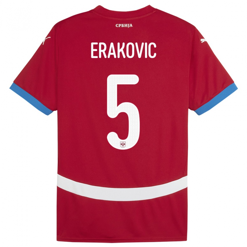 Damen Serbien Strahinja Erakovic #5 Rot Heimtrikot Trikot 24-26 T-Shirt Schweiz