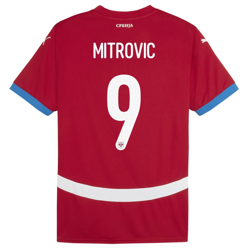 Damen Serbien Aleksandar Mitrovic #9 Rot Heimtrikot Trikot 24-26 T-Shirt Schweiz