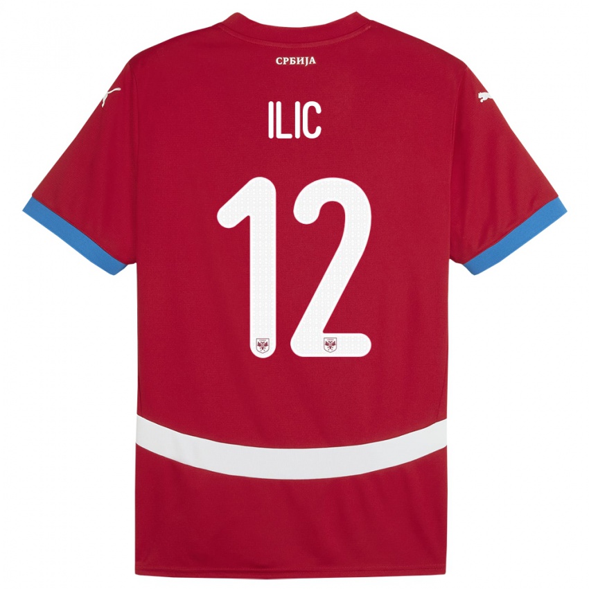 Femme Maillot Serbie Marko Ilic #12 Rouge Tenues Domicile 24-26 T-Shirt Suisse