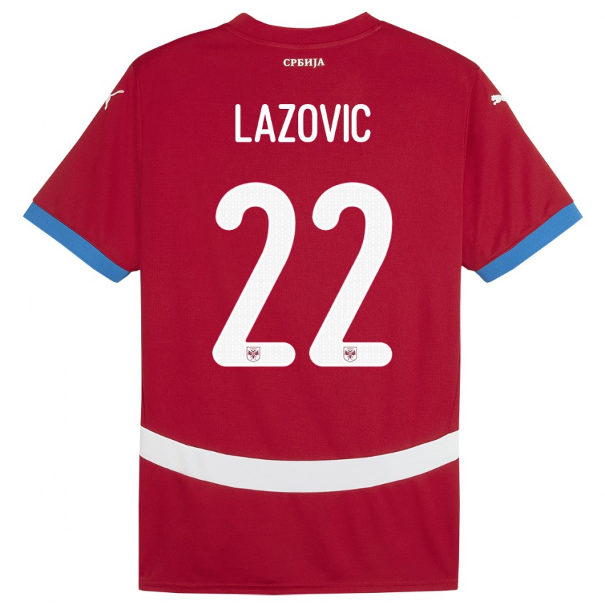 Femme Maillot Serbie Darko Lazovic #22 Rouge Tenues Domicile 24-26 T-Shirt Suisse