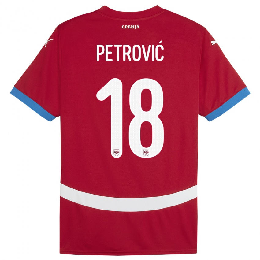 Femme Maillot Serbie Emilija Petrovic #18 Rouge Tenues Domicile 24-26 T-Shirt Suisse