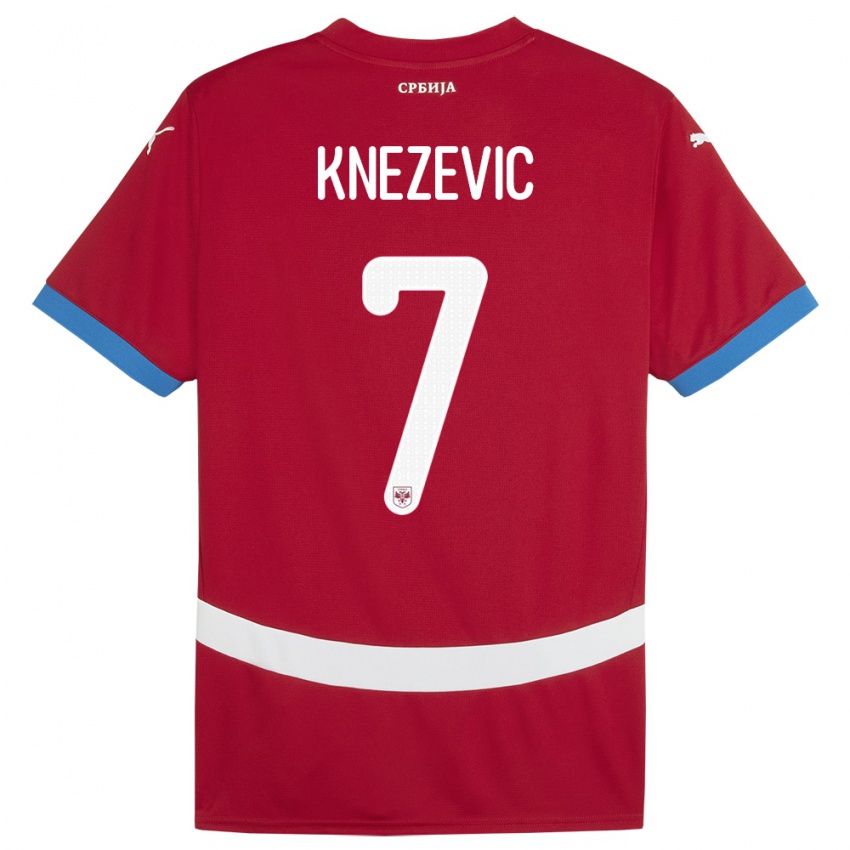 Femme Maillot Serbie Nikola Knezevic #7 Rouge Tenues Domicile 24-26 T-Shirt Suisse