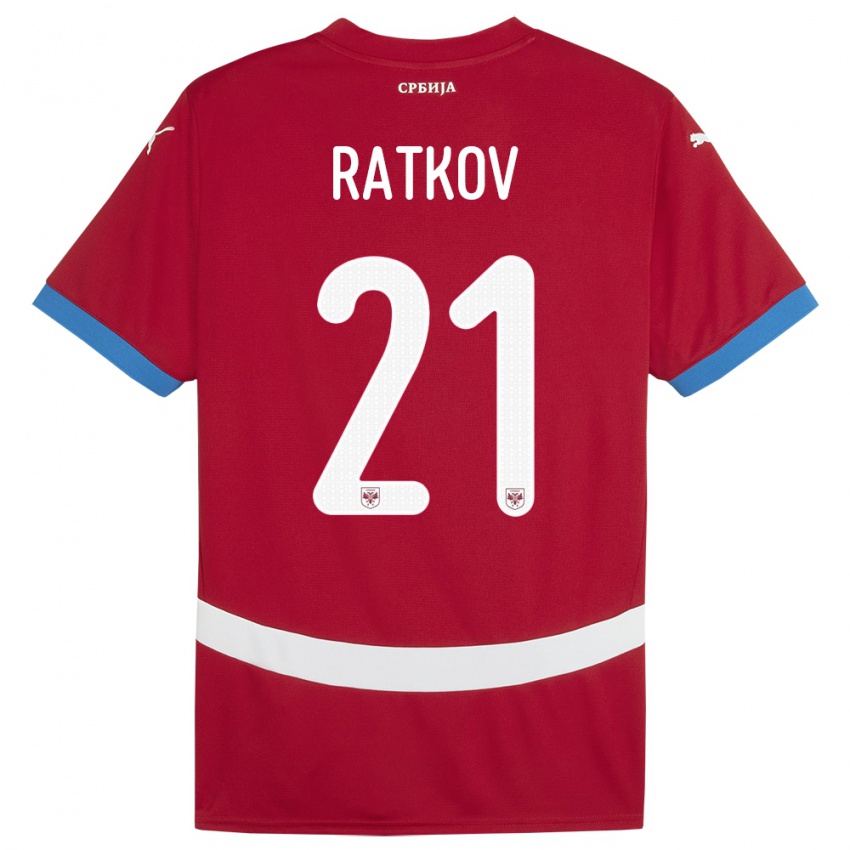 Damen Serbien Petar Ratkov #21 Rot Heimtrikot Trikot 24-26 T-Shirt Schweiz