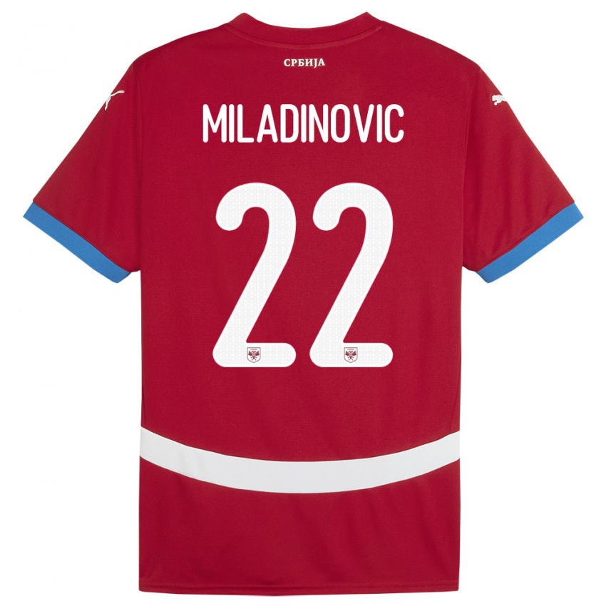 Damen Serbien Igor Miladinovic #22 Rot Heimtrikot Trikot 24-26 T-Shirt Schweiz