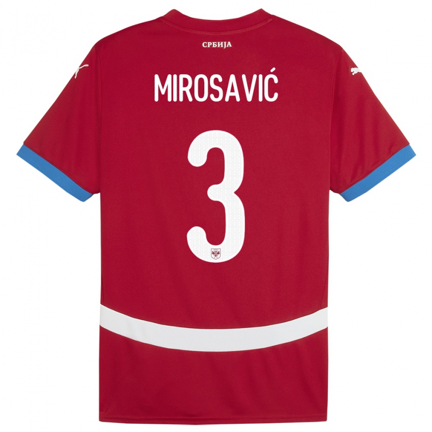 Femme Maillot Serbie Veljko Mirosavic #3 Rouge Tenues Domicile 24-26 T-Shirt Suisse