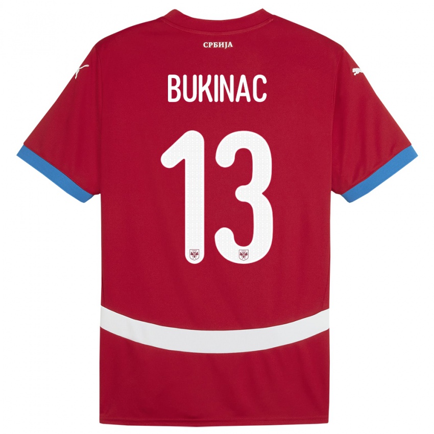 Femme Maillot Serbie Stefan Bukinac #13 Rouge Tenues Domicile 24-26 T-Shirt Suisse
