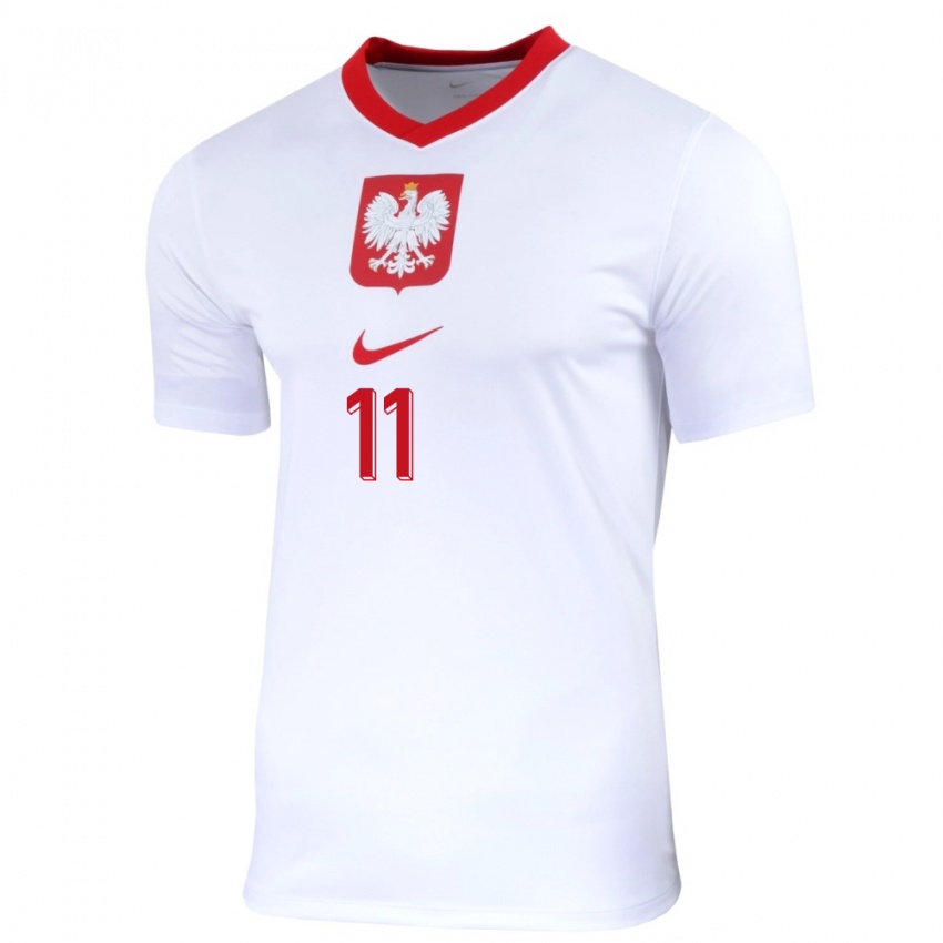 Femme Maillot Pologne Kamil Grosicki #11 Blanc Tenues Domicile 24-26 T-Shirt Suisse