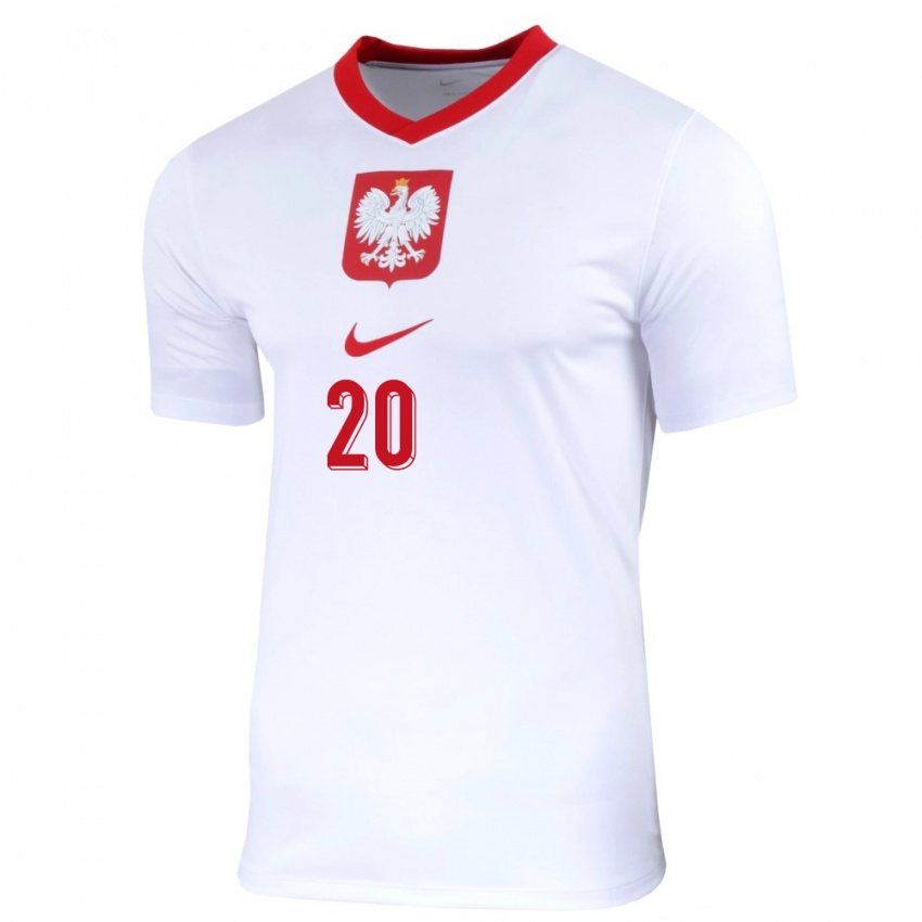 Femme Maillot Pologne Sebastian Szymanski #20 Blanc Tenues Domicile 24-26 T-Shirt Suisse