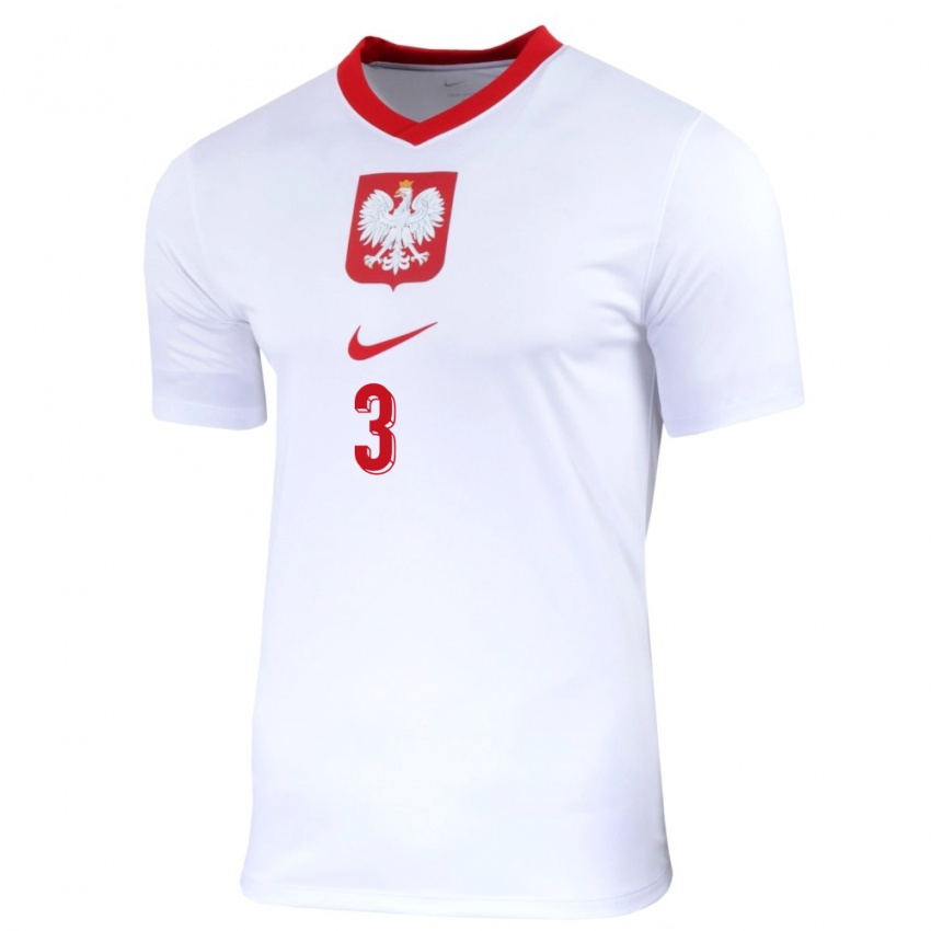 Femme Maillot Pologne Igor Drapinski #3 Blanc Tenues Domicile 24-26 T-Shirt Suisse