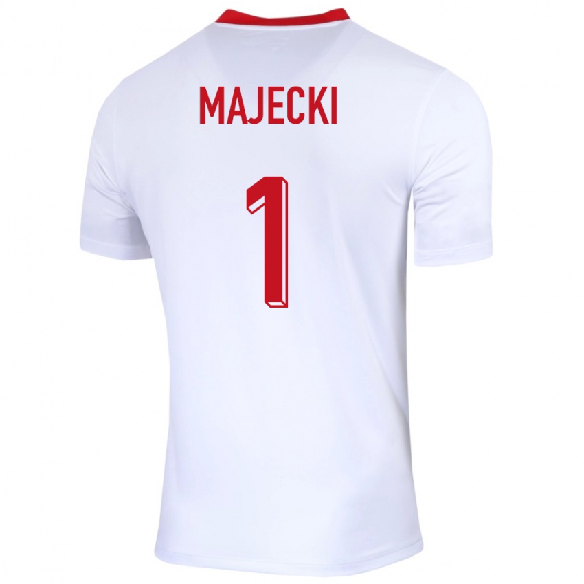 Femme Maillot Pologne Radoslaw Majecki #1 Blanc Tenues Domicile 24-26 T-Shirt Suisse