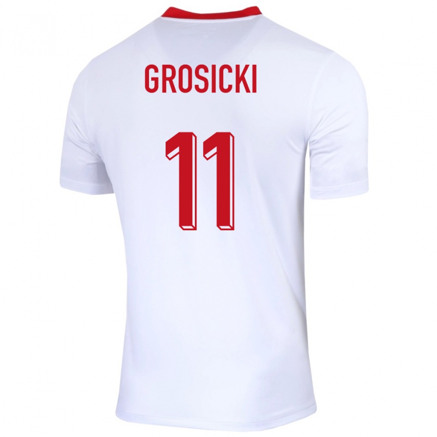 Femme Maillot Pologne Kamil Grosicki #11 Blanc Tenues Domicile 24-26 T-Shirt Suisse