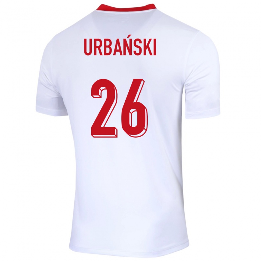 Femme Maillot Pologne Kacper Urbanski #26 Blanc Tenues Domicile 24-26 T-Shirt Suisse